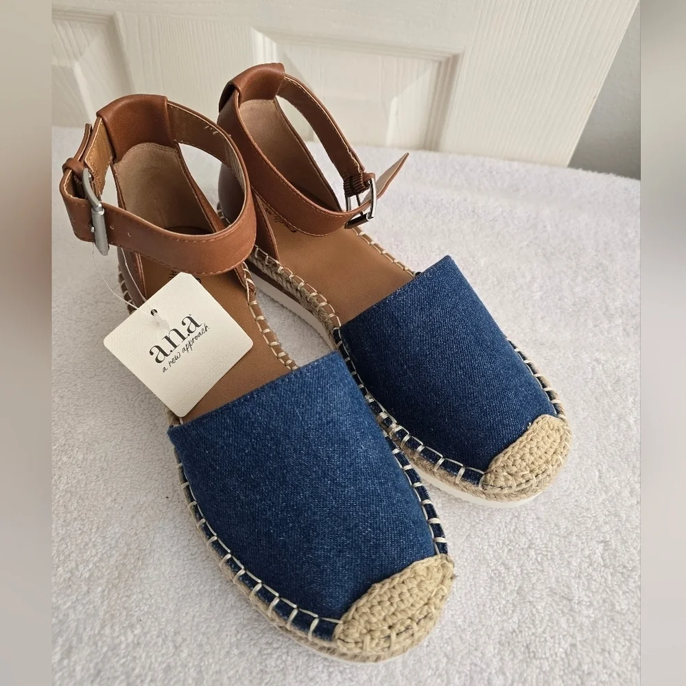 Ana Carrie Denim Espadrille Sandals Size 6M